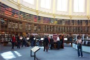 View showing the sweeping curve of the shelves